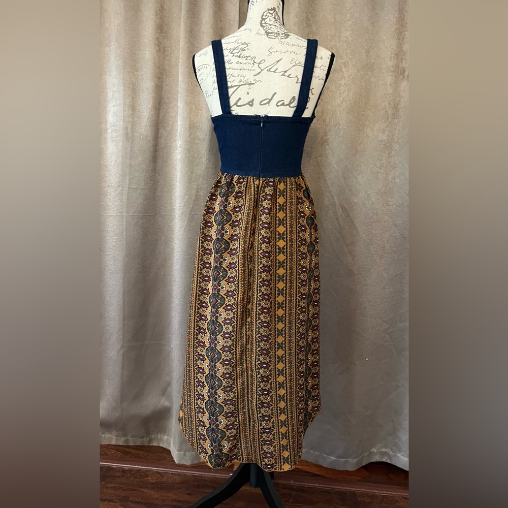 Blue denim top print bottom high-low dress by Event, juniors medium small EUC - Picture 11 of 16